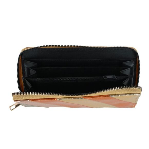 CTM Women's Vegan Leather Rainbow Striped Wallet - Picture 2 of 3